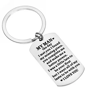 2024 nouveau cadeau personnalisé en acier inoxydable porte-clés gravé mon homme pendentif porte-clés pour les vacances des hommes