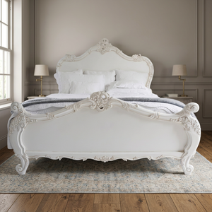 French Luxury Solid Mahogany Wood Baroque <b>Bed</b> <b>Frame</b> Modern <b>Antique</b> Bedroom Furniture Home Hotel King Size Knock Down - Product Image 3