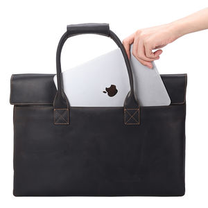 Nouveauté Sac à bandoulière pour ordinateur portable en cuir véritable Crazy Horse de style rétro simple vintage pour homme Sac à main - Product Image 4