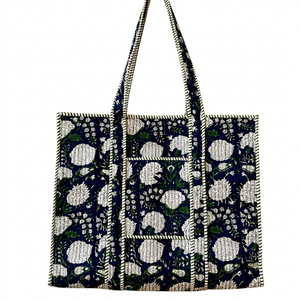 Sac fourre-tout bohème en coton à panneaux avec broderie florale, ouverture supérieure, idéal pour le shopping toutes saisons - Product Image 1