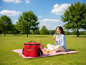 Solid Color 600D Portable Cooler Bag 20L Zipper Closure Food Cooling Shoulder Bag - Product Image 2