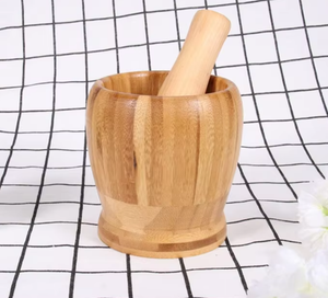 Natürliches Bambus 2-teiliges Mörser-und-Stößel-Set, Manueller Knoblauch-Ingwer-Zerkleinerer, Mehrzweck-Gewürzmörser, Kräuter- und Pfeffermahlwerkzeug - Product Image 5