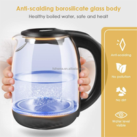 Bouilloire électrique en verre à haute teneur en Borosilicate, avec Base rotative à 360 °