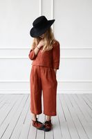 Ensemble en lin pour filles, Style décontracté, personnalisé, vêtements amples, culotte avec poches, Capris, chemises pour enfants