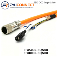 Kabel Encoder Servo Seri PAICONNECT 6FX5002/6FX8002-8QN08 Berbahan Tembaga dengan Isolasi PVC dan Jaket PUR, Berperingkat IP65 untuk Siemens S210