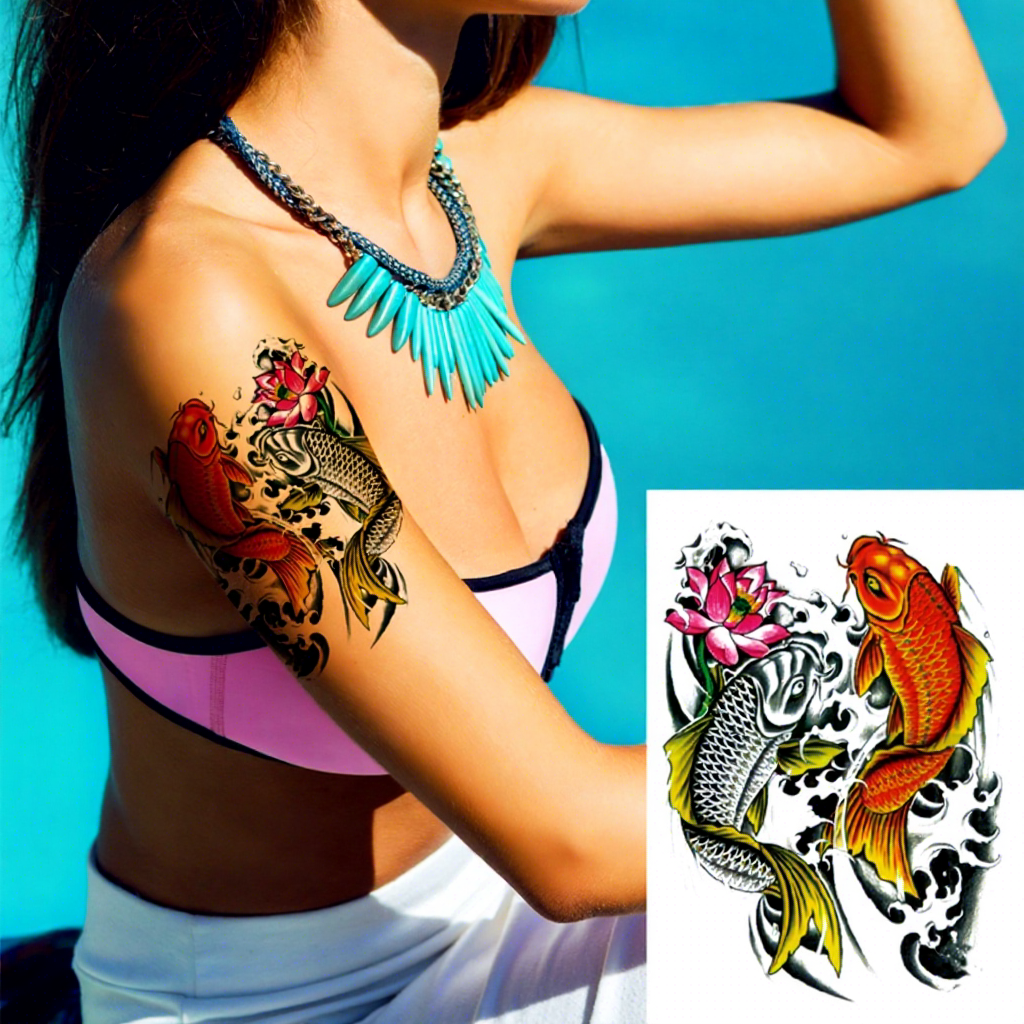 临时锦鲤手臂纹身设计助您一臂之力–阿里巴巴, image size:1024x1024