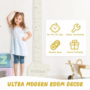 Tableau de croissance personnalisé en bois pour enfants avec motif alpaga, pour garçons et filles, décoration de <span class=keywords><strong>chambre</strong></span> d'enfant, tableau mural léger - Product Image 6