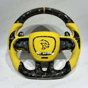 Volante de Coche de Cuero Perforado con Fibra de Carbono para Charger, Hellcat, Durango, Grand - Product Image 1