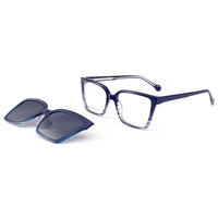 Monturas Ópticas Cuadradas de Acetato al por Mayor con Clip, Multiestilo, Ligeras, de Material de Acetato, para Uso Diario, con Lentes de Patrón Sólido