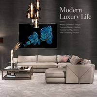 Canapé modulaire de luxe en cuir Nubuck avec détails géométriques pour projets hôteliers et villas – Mobilier de salon