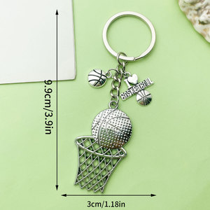 Hip-Hop Sports <strong>Basketball</strong> Football Tennis Badminton Alloy Keychain Creative Game Peripheral Gift Key Ring Pendant Wholesale - Product Image 2