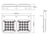 Feux arrière de remorque PK9018L PK9404R, montage horizontal, feux de stop et clignotants doubles, 24 LED