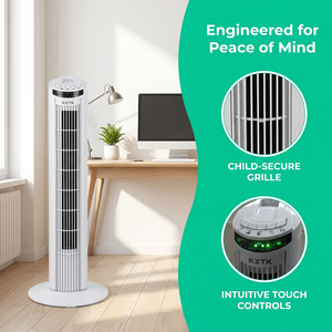 Ventilateur tour Eurotech neuf de 29 pouces, sur pied, oscillant gauche et droite, grand ventilateur sur colonne avec télécommande, pour l'exportation et la maison - Product Image 1