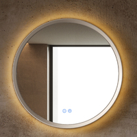 Meuble-lavabo moderne, miroir intelligent rond rétroéclairé anti-buée, lavabo mural sans poignée, armoire de salle de bain de luxe italienne, décoration de salle de bain pour hôtel et maison d'hôtes