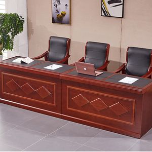 Chairman's Platform Conference Table Double Seat MDF Solid Wood Veneer Office Meeting Use Model 08823 - Product Image 4