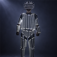 Costume de robot LED lumineux intégral pour homme, tenue futuriste pour performance en boîte de nuit, en polyester pour spectacles et soirées