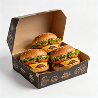 Boîte à hamburger en carton blanc écologique, fabrication chinoise, impression personnalisée, emballage alimentaire compostable, vente en gros