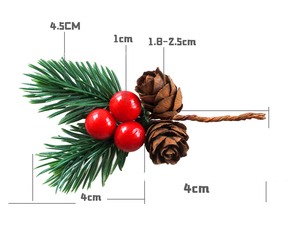 Red Berry Pinecones Pine Needles <b>Stems</b> <b>Artificial</b> Winter Christmas Berries Picks Decor for Christmas - Product Image 2