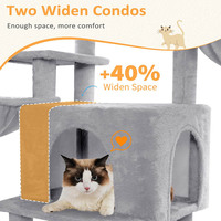 Arbre à chat moderne à 10 niveaux et tour de 68 pouces avec poteaux à gratter en sisal, hamac et niches pour chats d'intérieur, gris clair