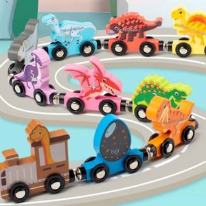 Kids Blocks Toys Birthday Gifts Montessori Versatile Magnetic <b>Wooden</b> Dinosaurs <b>Train</b> <b>Set</b> for Toddlers - Product Image 2