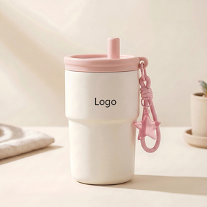 Vaso minimalista de acero inoxidable de 450 ml con doble pared y aislamiento al vacío, con pajita y dije de estrella para viaje - Product Image 4
