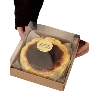 4 Inch 6 Inch <strong>Basque</strong> Cheesecake Box Cheese Cake Packaging Transparent Lid Baked Dessert Kraft Boxes - Product Image 6
