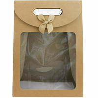 Sacs en papier cadeau kraft personnalisés fenêtre transparente transparente avec ruban noeud papillon poignée découpée pour les petites entreprises cookie