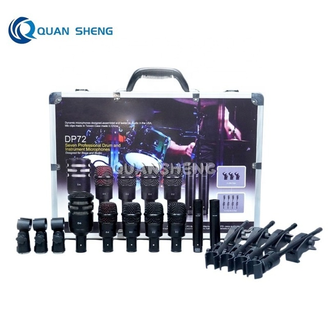 Hot Sale DP72 DP7 Microphone Set for Drum Kit Aluminum Metal Body Dynamic and Condenser Mics XLR for Studio Stage