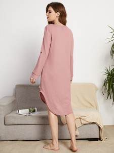 Camicia <span class=keywords><strong>da</strong></span> <span class=keywords><strong>notte</strong></span> con bottoni in maglia Waffle <span class=keywords><strong>camicie</strong></span> <span class=keywords><strong>da</strong></span> <span class=keywords><strong>notte</strong></span> con maniche a linguetta alta con orlo alto abito <span class=keywords><strong>da</strong></span> <span class=keywords><strong>notte</strong></span> <span class=keywords><strong>da</strong></span> donna - Product Image 5