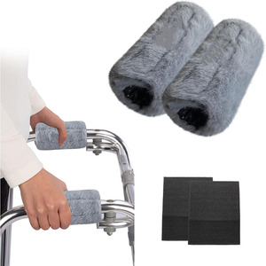 Coussinets d'accoudoir en peluche Kagehiro pour aides à la marche, gris, bleu, noir, sangles Velcro, amovibles, lavables, absorbant les chocs, antidérapants - Product Image 5