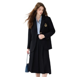 Women's Preppy Style Suit Skirt Set Midi Length Anti-Wrinkle Polyester Fabric For Office Commute Interviews - Product Image 5