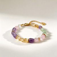 Bracelet en perles naturelles d'améthyste, citrine, quartz rose et préhnite, fait main, en cristaux mélangés, pour femmes, vente en gros