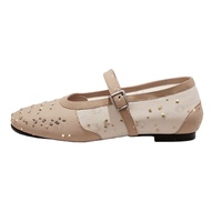 XINZI RAIN personnalisé grande taille 34-43 dames plat Mary Janes chaussures classique bout rond maille avec strass femmes chaussures de ballet