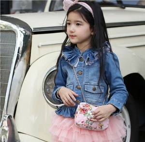 Chaquetas de Mezclilla Elásticas de Primavera para Niñas con Encaje, Abrigos para Niños - Product Image 4