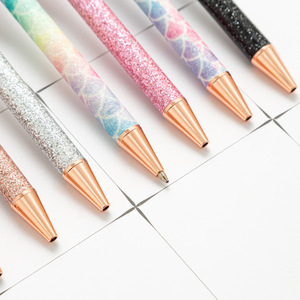 Commercio all'ingrosso creativo oro polvere retrattile penna stile carino 1.0mm <span class=keywords><strong>scrittura</strong></span> Logo personalizzato stampato in metallo pubblicità a sfera regalo - Product Image 3