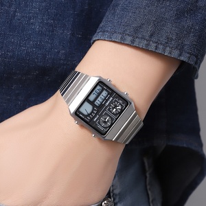 <span class=keywords><strong>Reloj</strong></span> SKMEI 2198 para Hombre, <span class=keywords><strong>con</strong></span> Logotipo Personalizado, Dorado y Negro, Termómetro, Multifuncional, de Acero, <span class=keywords><strong>con</strong></span> Tres Zonas Horarias, Digital - Product Image 6