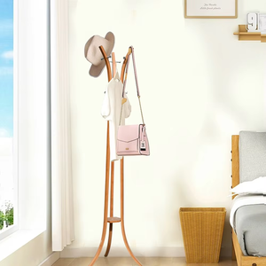 Freestanding Luxury Multi- Purpose Living Room Bamboo Clothes <b>Coat</b> Storage Rack Hat <b>Stand</b> Organizer with 3 Hooks for Home Hotel - Product Image 1