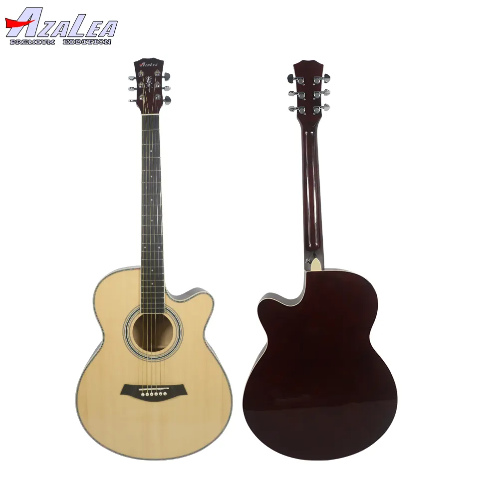 Instrumento musical chino guitarra acústica venta al por mayor de la fábrica del OEM de 40 pulgadas corte precio barato principiante guitarra acústica para venta