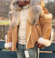 गर्म बिक्री mens कोट 2021 नई सर्दियों पुरुषों की फैशन अशुद्ध फर कॉलर जैकेट काले कोट