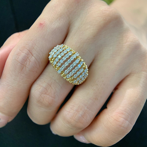 Aazuo – bijoux de luxe en or jaune massif 18 carats, diamants naturels taille brillant, 12.8MM, bague à grandes lignes, cadeau haut de gamme pour femme - Product Image 6