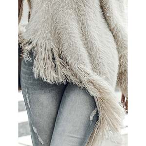 One <b>Shoulder</b> Solid Sweater Apricot <b>Women's</b> Fashion <b>Top</b> - Product Image 2
