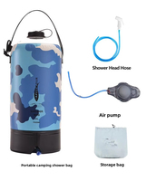 Douche de camping portable 20L, sac de stockage d'eau extérieur, filtre de douche, réservoir de chauffe-eau, produits de toilette avec tuyau