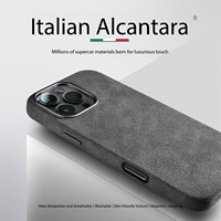 Étui de téléphone de luxe fait main en Alcantara pour iPhone 17/16, étanche et compatible sans fil, style professionnel épuré