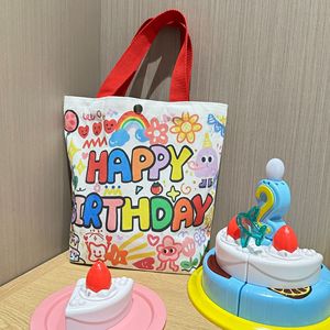 Borsa a Mano Cartoon con Doppio Manico e Chiusura a Bottone, Borsa per la Spesa, Souvenir, Regalo di Primo <span class=keywords><strong>Compleanno</strong></span> per Bambini - Product Image 3