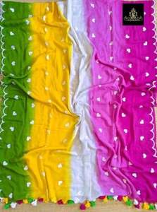 Sari en coton Khadi écologique à séchage rapide, tissé et imprimé, pour filles/femmes, léger, pour mariages/occasions spéciales, 370 GRM - Product Image 3