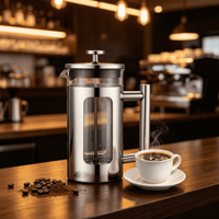 Cafetière à piston mini 12 oz en verre borosilicate de haute qualité avec filtre en acier inoxydable – Écologique et portable pour café et thé
