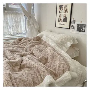침대 단색 소파 커버 침대보 겨울 격자 무늬 부드러운 따뜻한 산호 양털 플란넬 담요