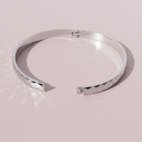 Lanlan — Bracelet plaqué or 18K en forme de losange, bijou ouvert avec bouton dissimulé, Design minimaliste, en acier inoxydable