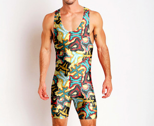 Maillot de lutte unisexe personnalisé en polyester respirant, à séchage rapide, antibactérien, imprimé par sublimation, sans manches, pour l'été, pour équipe - Product Image 3