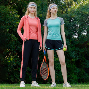 女式成人 5 件套瑜伽跑步套装批发定制涤纶运动哈伦裤长/短袖夹克舒适 - Product Image 4